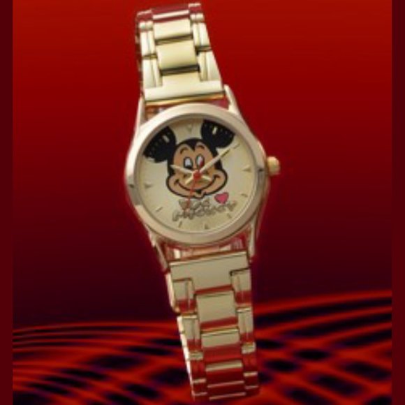 RARE Disney Mickey Mouse Premium Metal Collectible Wrist Watch - SEGA Gold HTF main image 4